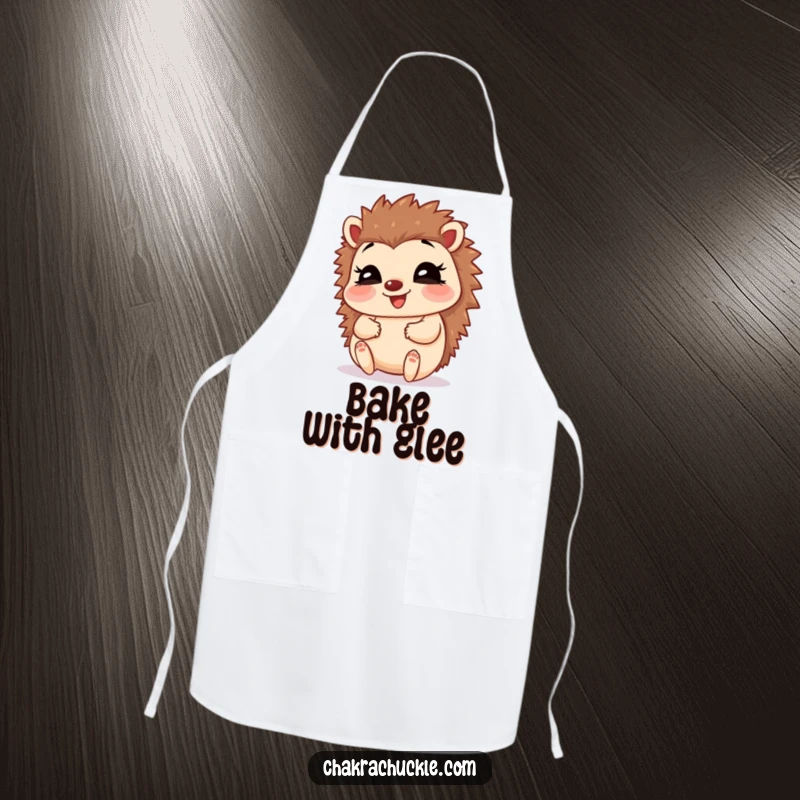 Funny Hedgehog Baby Pose Apron: A giggling hedgehog in a happy baby pose, perfect for humorous kitchen fun.