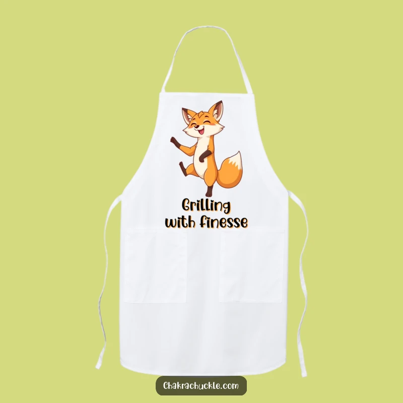 Funny Fox Tree Pose Apron: Graceful Yoga Kitchen Gift for Fox Fans