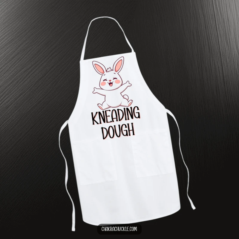 Funny Yoga Bunny Apron, a kawaii bunny in downward-facing dog, perfect for kitchen fun.