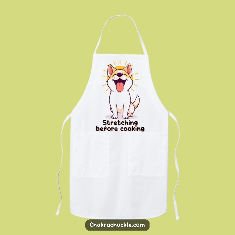 Funny Yoga Dog Apron: Excited Pooch Panting After Sun Salutation, Kitchen Gift!