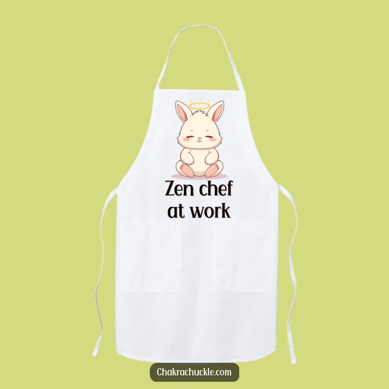 Funny Zen Bunny Apron - Peaceful Chef Character for Kitchen Calm