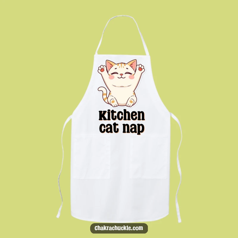 Funny Cat Apron: Peaceful Cook in Stretch - Kitchen Gift!