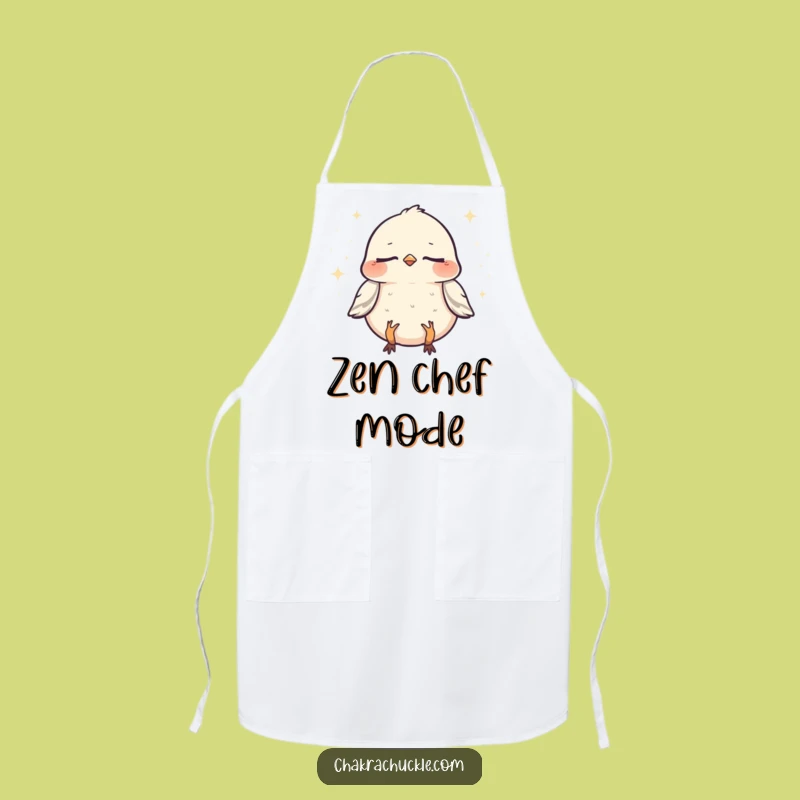 Funny Sparrow Zen Apron: Meditating Bird Kitchen Wear for Humorous Cooks