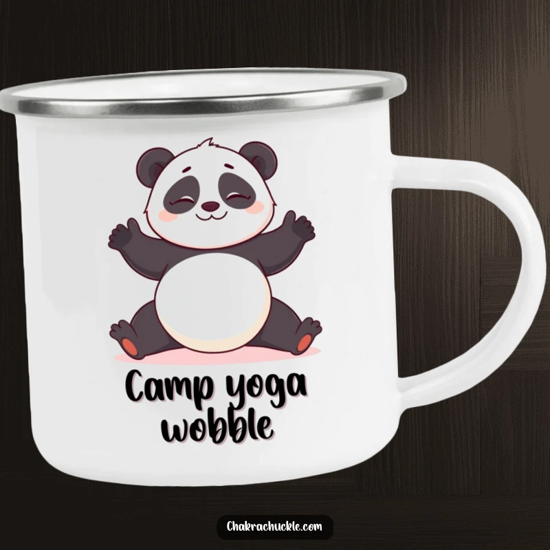 Funny Panda Yoga Camping Mug: Giggling panda in a challenging yoga pose, a humorous and rugged mug.