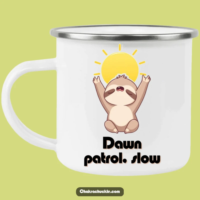 Funny Sloth Camping Mug - Durable Enamel for Relaxed Outdoor Moments