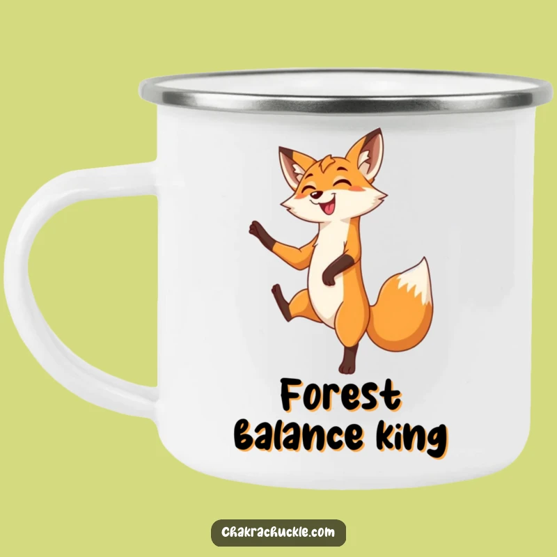 Funny Fox Tree Pose Camping Mug: Graceful Yoga Cup for Outdoors