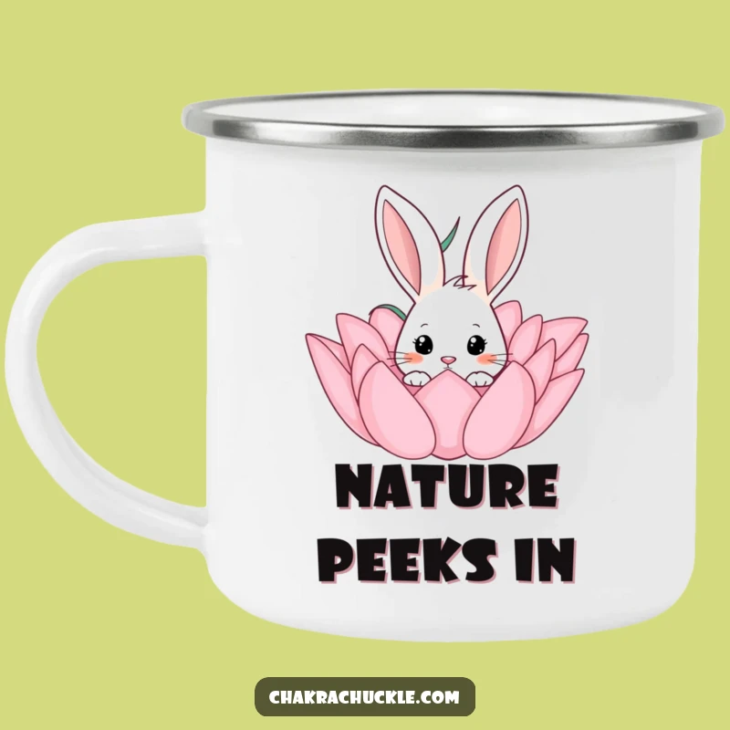 Funny Curious Rabbit Lotus Camping Mug - Durable Outdoor Adventure Drinkware