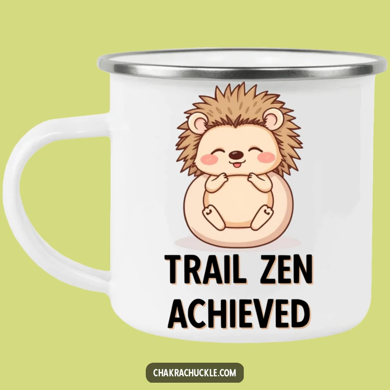 Funny Hedgehog Enamel Camping Mug: Your Zen Companion on Adventures