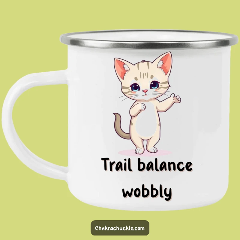 Funny Kitten Yoga Camping Mug - Adventure With Wobbles, Hilarious Cat Cup Gift