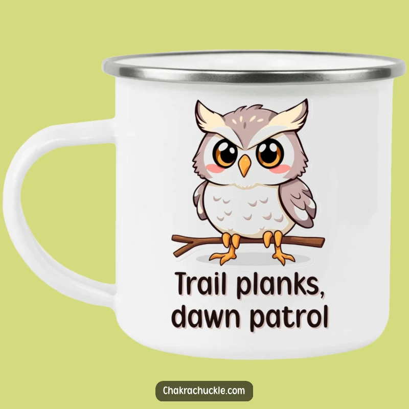 Funny Owl Plank Camping Mug: Outdoor Fitness Bird Cup for Determined Campers