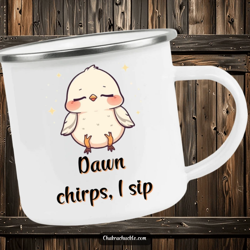 Funny Sparrow Zen Camping Mug: A chirpy sparrow meditating outdoors, bringing humorous tranquility to your campsite.