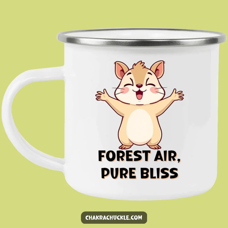 Funny Squirrel Enamel Camping Mug: Adventures with Deep Breaths and Humor