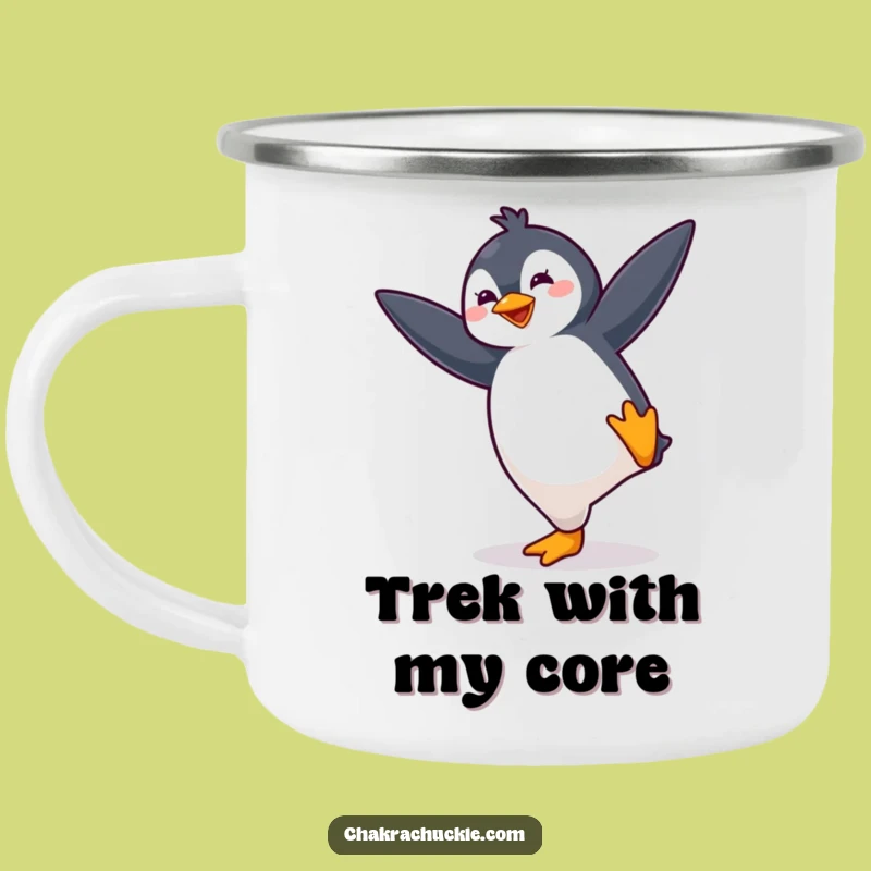 Funny Yoga Penguin Camping Mug: Bouncy Bird Outdoor Fun, Great Gift