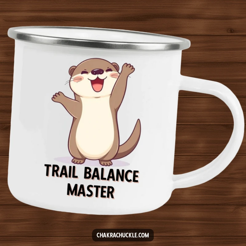 Funny Otter Camping Mug: A cheerful otter hilariously attempts a handstand, tail wagging with pure, uninhibited joy and playful energy.