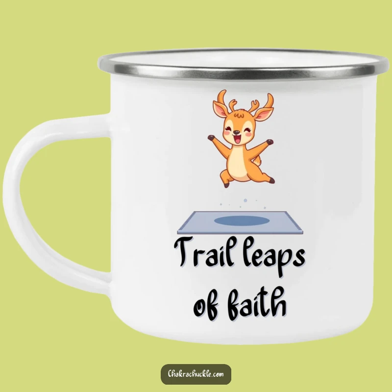 Funny Kawaii Deer Yoga Camping Mug: Joyful Deer Leap Pose Camp Gift