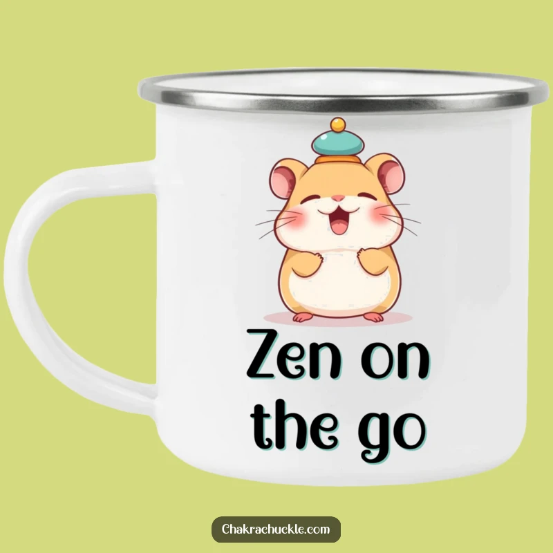 Funny Hamster Enamel Camping Mug: Balanced Adventures and Humor