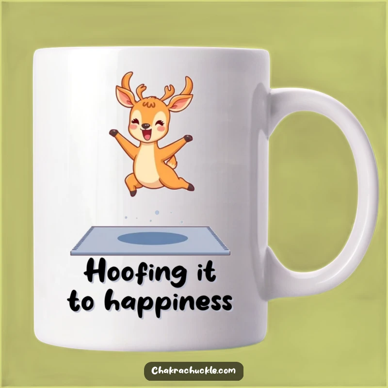 Funny Kawaii Deer Yoga Mug: Joyful Deer Leap Pose Gift for Enthusiasts