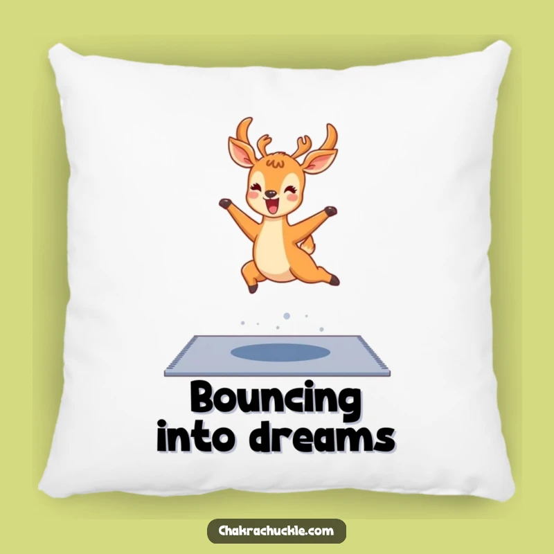 Funny Kawaii Deer Yoga Pillow: Joyful Deer Leap Pose Cushion Gift
