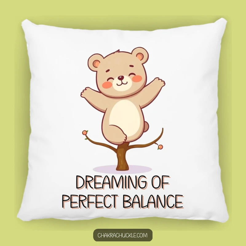 Funny Kawaii Bear Yoga Pillow: Giggling Bear Tree Pose Cushion Gift