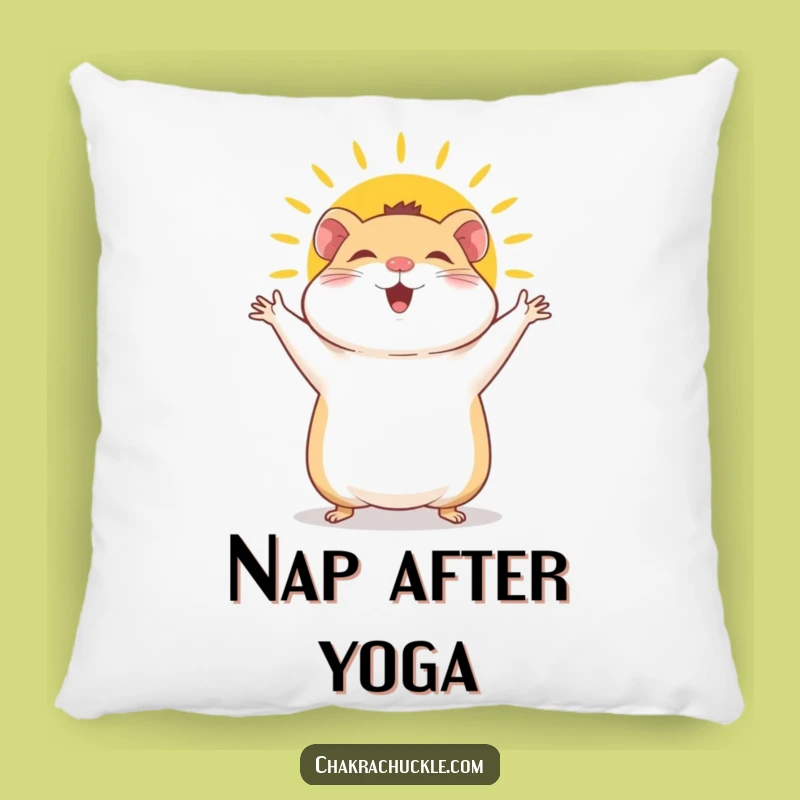 Funny Hamster Sun Salutation Pillow: Cozy Yoga Cushion for Hamster Lovers