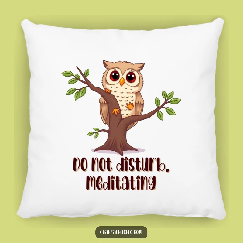 Funny Owl Yoga Pillow: Curious Owl Wobbling Tree Pose, Soft & Cozy Gift!