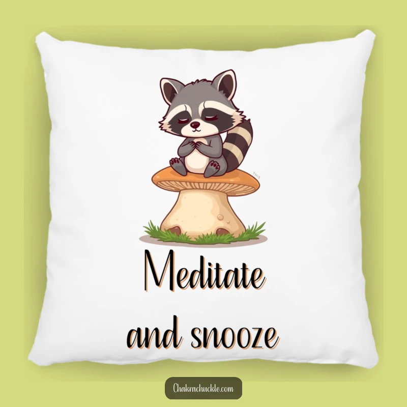 Funny Raccoon Meditation Pillow: Cozy Woodland Zen Cushion Gift