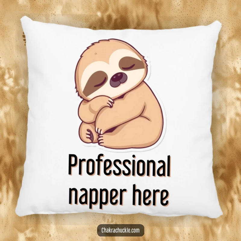 Funny Sloth Forward Fold Pillow showing a sleepy sloth in a deep forward fold, perfect for adding humorous comfort to any room.