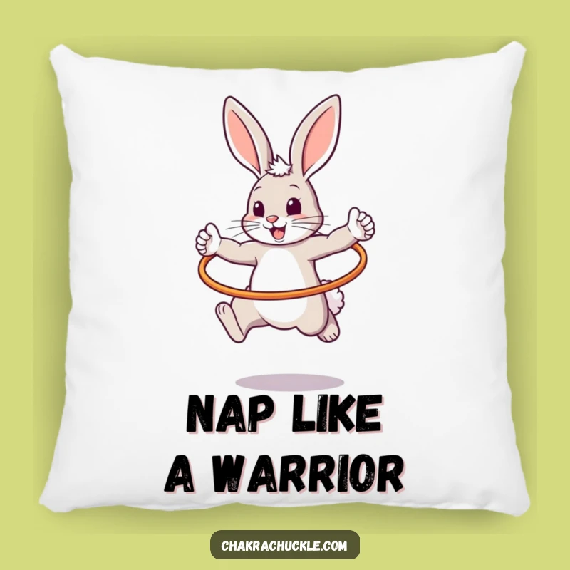 Funny Warrior Bunny Pillow: Bouncy Hoop Pose Cushion, Comfy Hilarious Gift