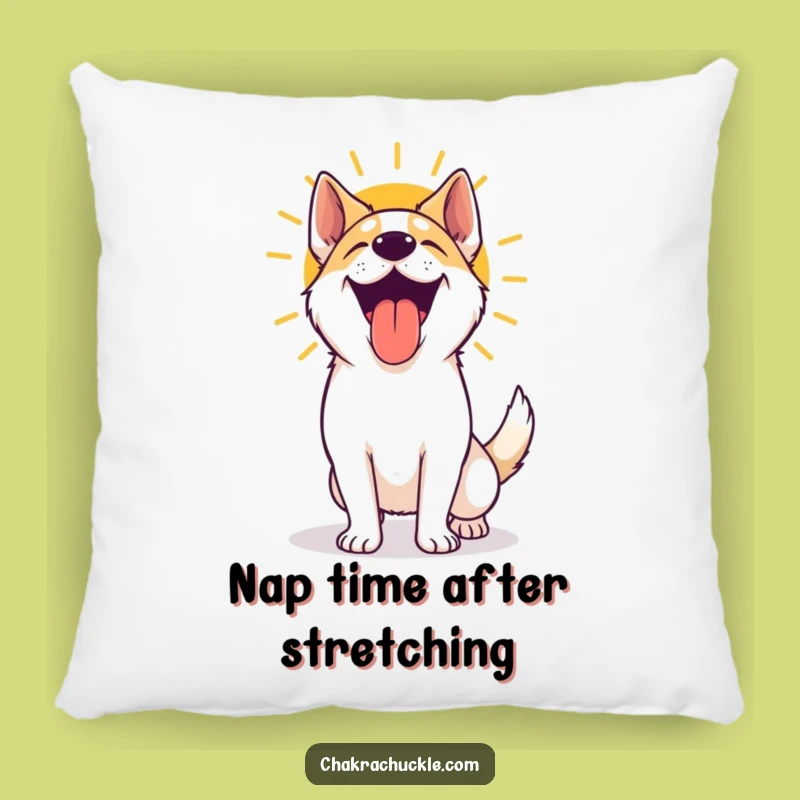 Funny Yoga Dog Pillow: Happy Pooch Panting After Sun Salutation, Cozy Comfort Gift!