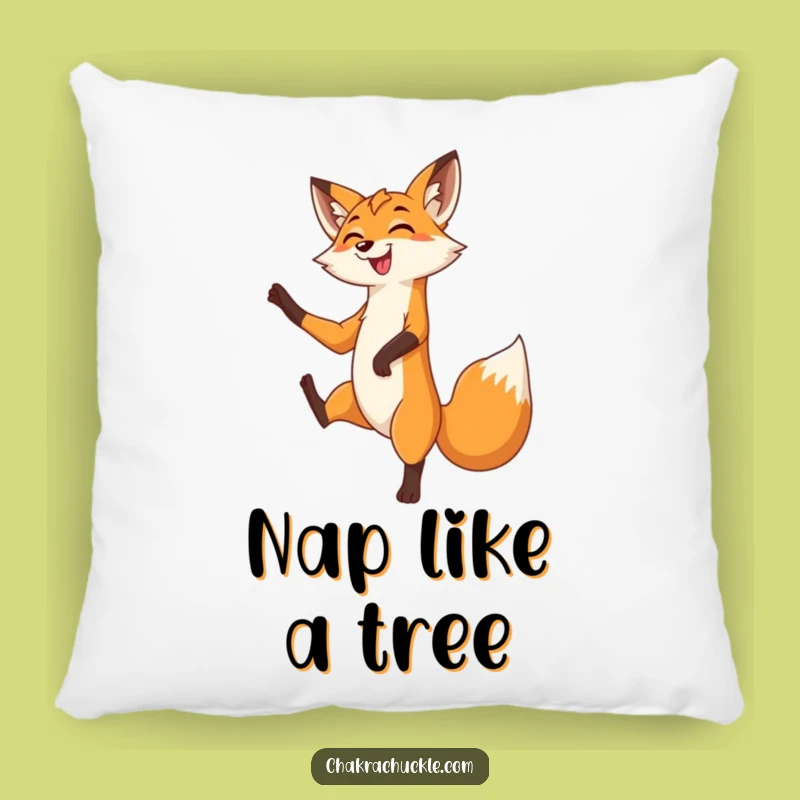 Funny Fox Tree Pose Pillow: Cozy Yoga Cushion for Sly Foxes
