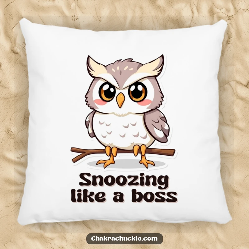 Funny Owl Plank Pillow: A happy, determined owl in a plank pose, offering humorous comfort and support.