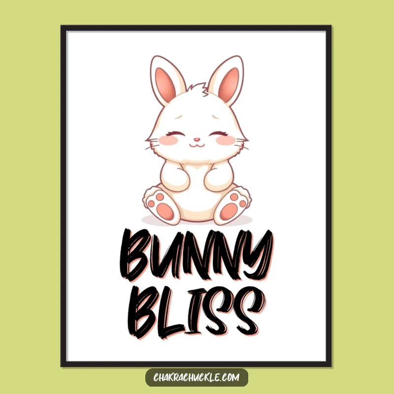 Funny Zen Bunny Yoga Digital Art, Peaceful Rabbit Instant Download for Serene Decor Gifts