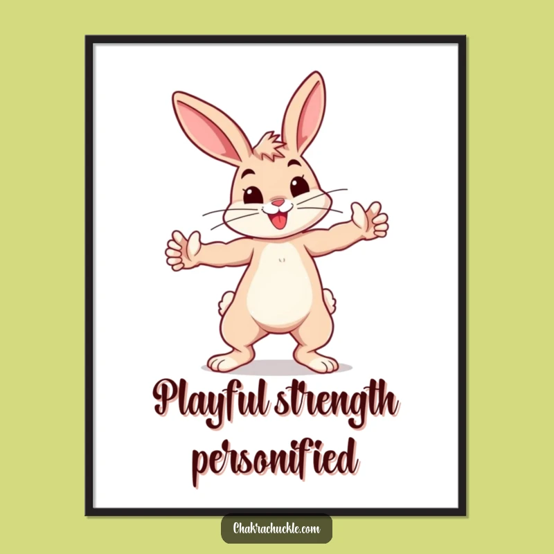 Funny Bunny Warrior Digital Art - Playful Yoga Pose Print