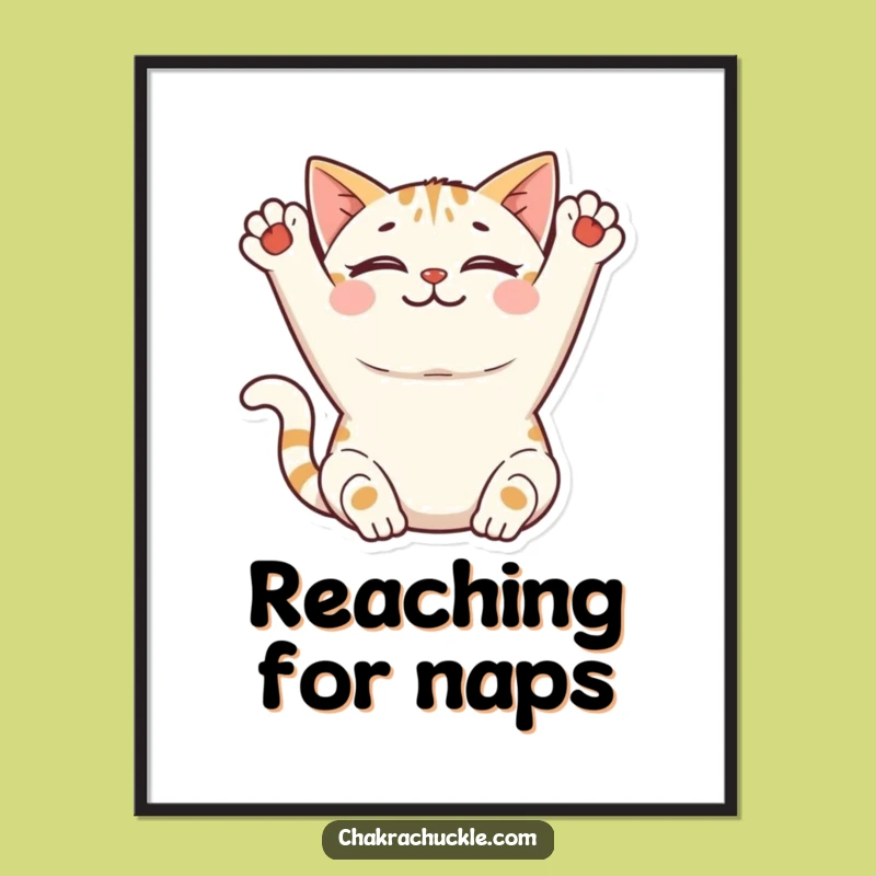 Funny Cat Digital Art: Peaceful Stretcher Print - Instant Gift!