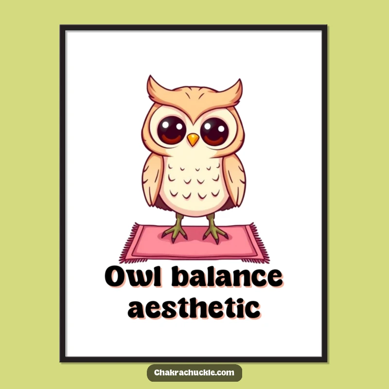 Funny Curious Owl Yoga Digital Art: Instant Zen and Humor for Walls