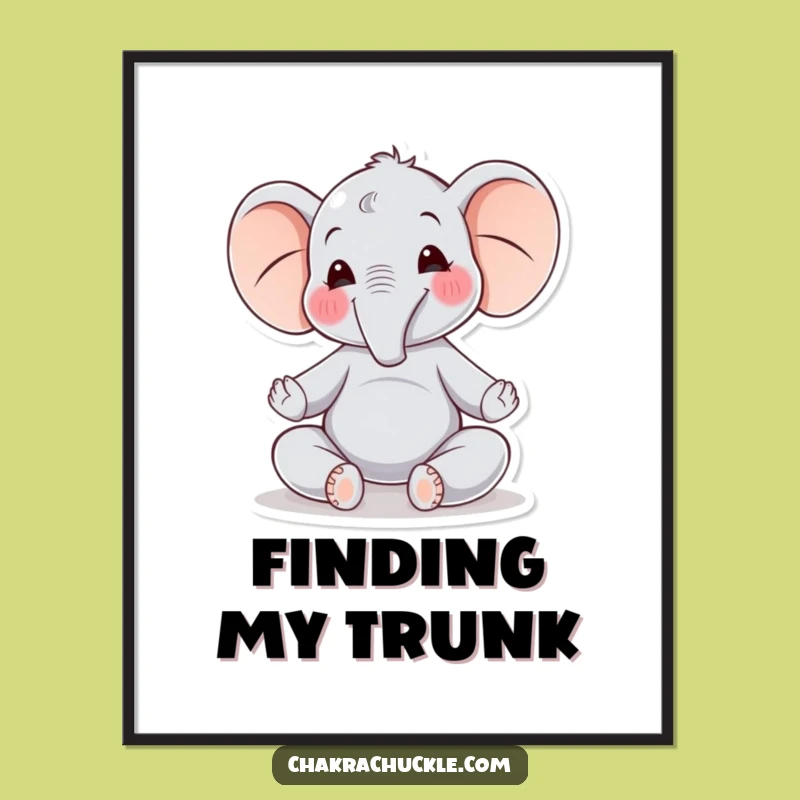 Funny Elephant Digital Art: Joyful Meditator Print - Instant Gift!