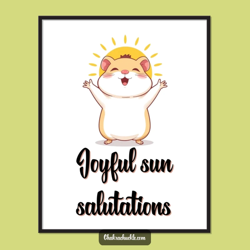 Funny Hamster Sun Salutation Digital Art: Hilarious Yoga Print for Instant Cheer