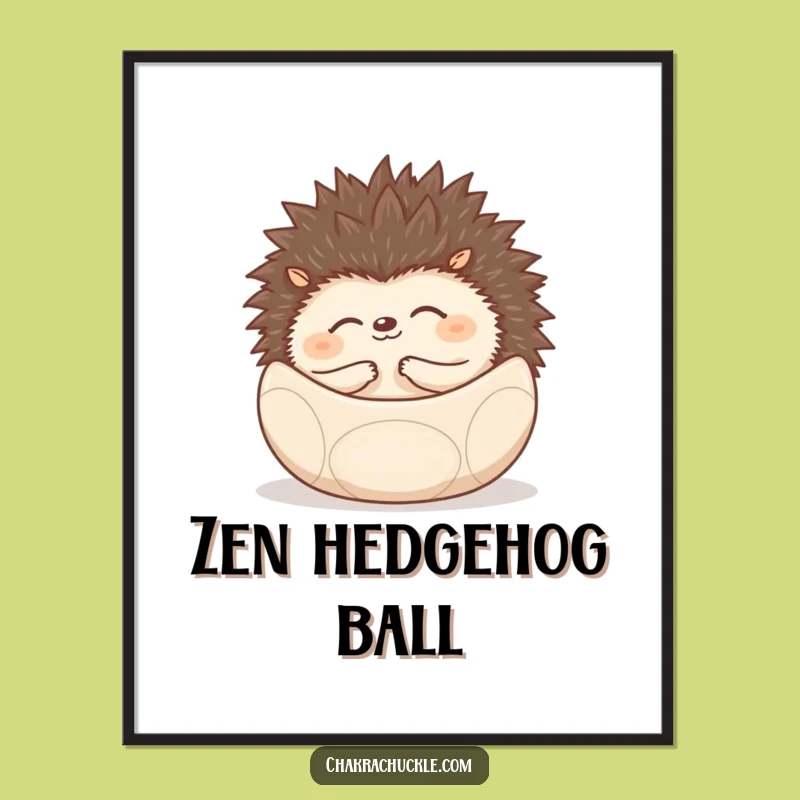 Funny Hedgehog Digital Art Print - Instant Peace With This Zen Ball Art