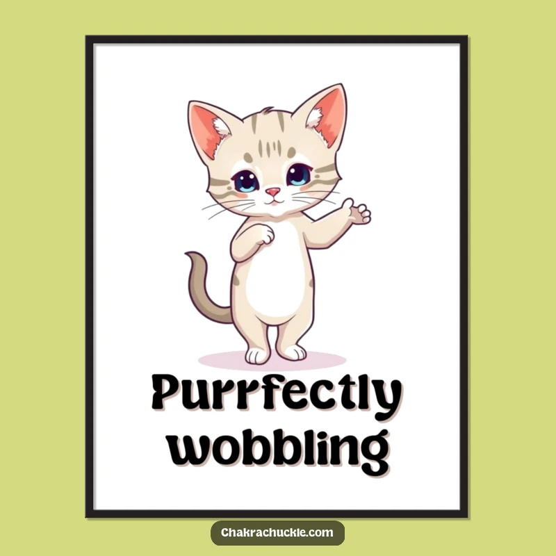 Funny Kitten Yoga Digital Art Print - Instant Wobbles With This Hilarious Cat Art
