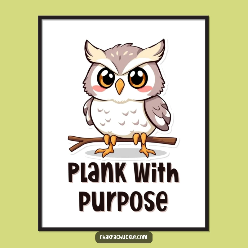Funny Owl Plank Print: Determined Bird Art for Humorous Walls