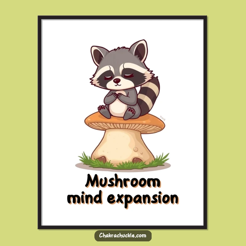 Funny Raccoon Meditation Digital Art: Hilarious Woodland Zen Print