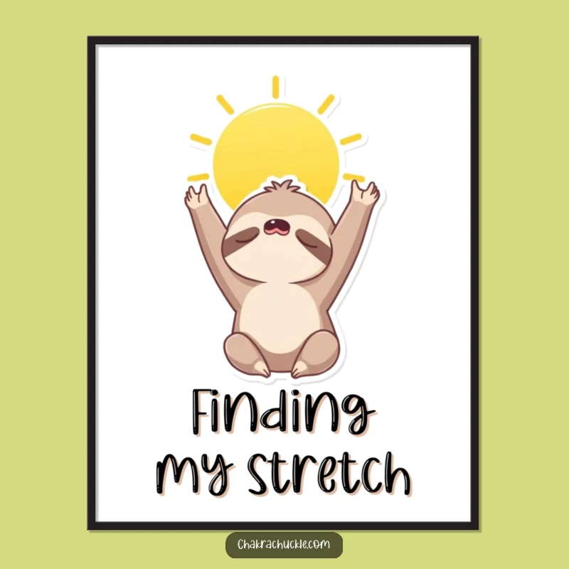 Funny Sloth Digital Art - Relaxing Yoga Sloth Sun Salutation Print