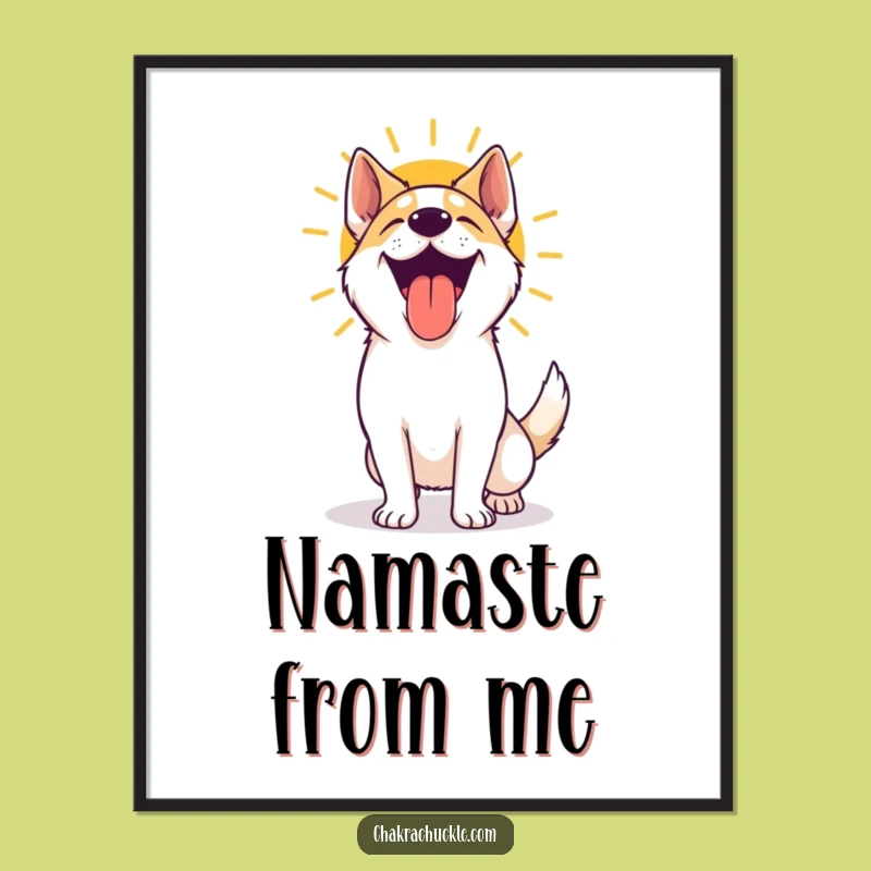 Funny Yoga Dog Digital Art Print: Excited Pooch Panting After Sun Salutation, Instant Gift!