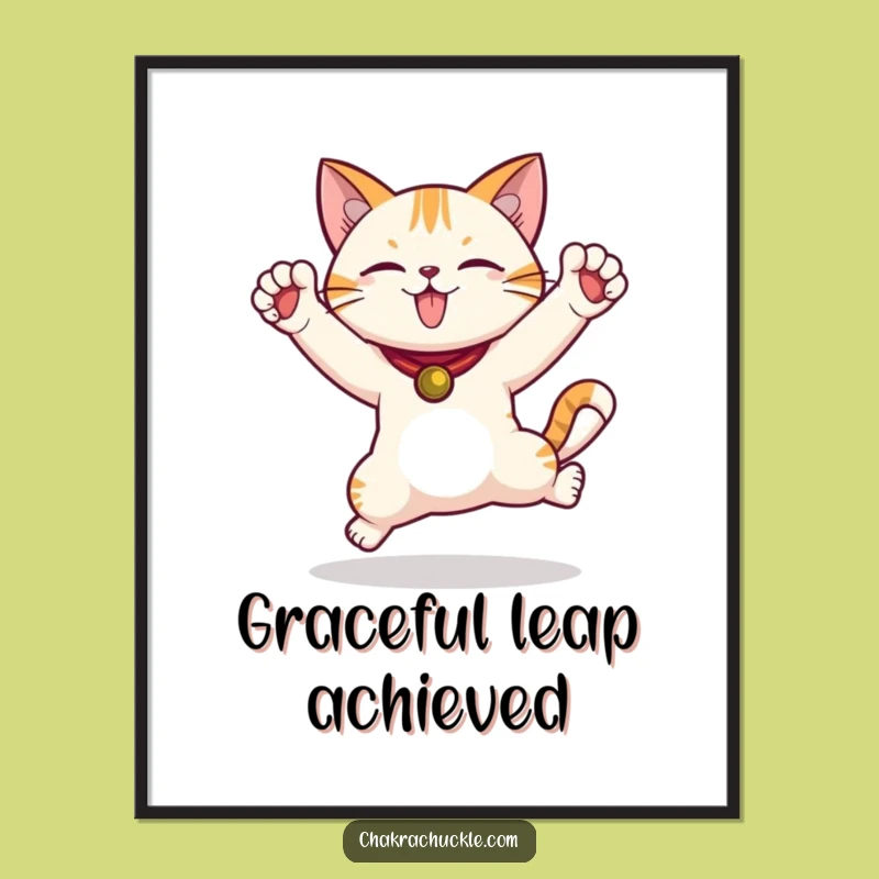 Funny Jumping Cat Digital Art - Instant Energetic Decor, Gift!