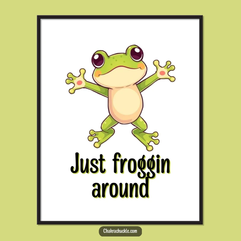 Funny Frog Leap Digital Art: Instant Energetic Download Gift