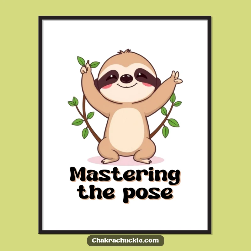 Funny Sloth Yoga Digital Print: Determined Tree Pose Art, Perfect Funny Gift