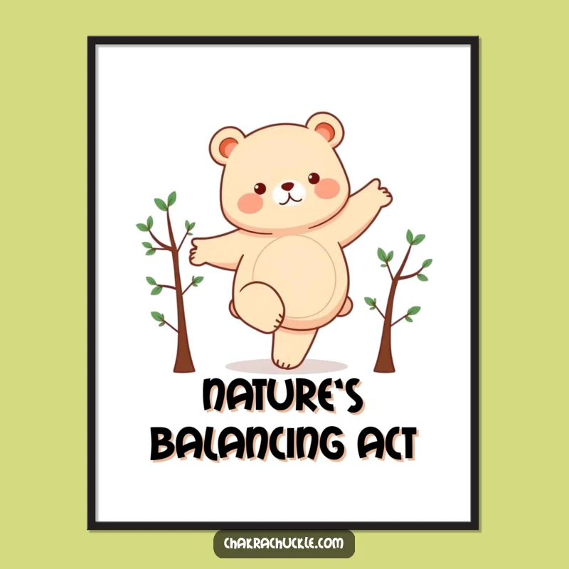 Funny Chubby Bear Yoga Digital Art - Hilarious Printable Decor for Instant Cheer