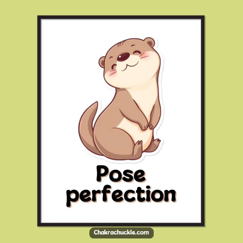 Funny Otter Yoga Twist Art Print: Cheerful Digital Download for Decor