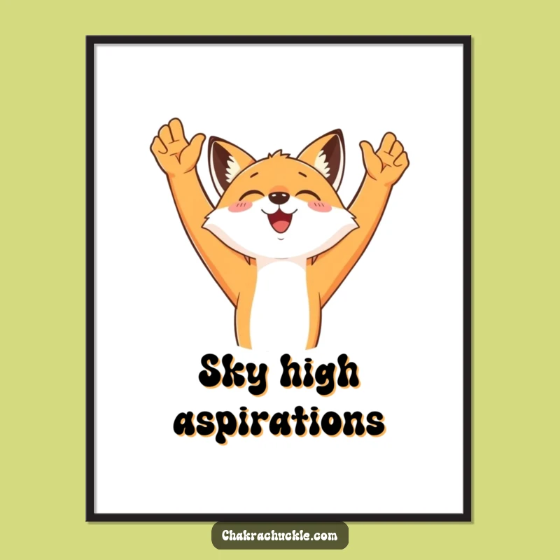 Funny Fox Morning Stretch Digital Art - Instant Joyful Wall Decor, Gift!