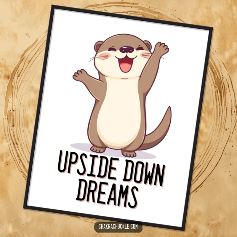 Funny Otter Digital Art: A cheerful otter hilariously attempts a handstand, tail wagging with pure, uninhibited joy and playful energy.